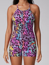 ZASUWA Female Leopard Print Cross Back Romper