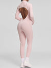 ZASUWA Female Sexy Backless Zipper Contrast Color Stripes Jumpsuit