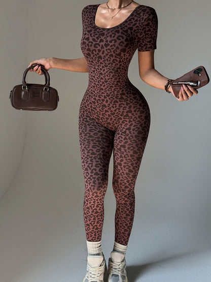 Leopard Print Backless Jumpsuit