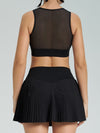 ZASUWA Female Mesh Pleated 2 In 1 Tennis Skirts Suit