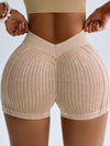 ZASUWA Female V-shaped Waist Ribbed High-waisted Hip-lift Scrunch Bum Leggings