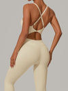 ZASUWA Female Sexy Cross Back U Collar Jumpsuit