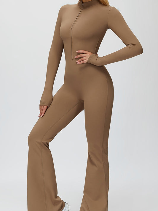 ZASUWA Female Fleece Zipper Flare Jumpsuit