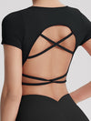 ZASUWA Weibliche Sexy Cross Back Cropped Kurze Ärmel