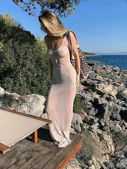 Sexy Mesh Backless Cover-up Without Bikini