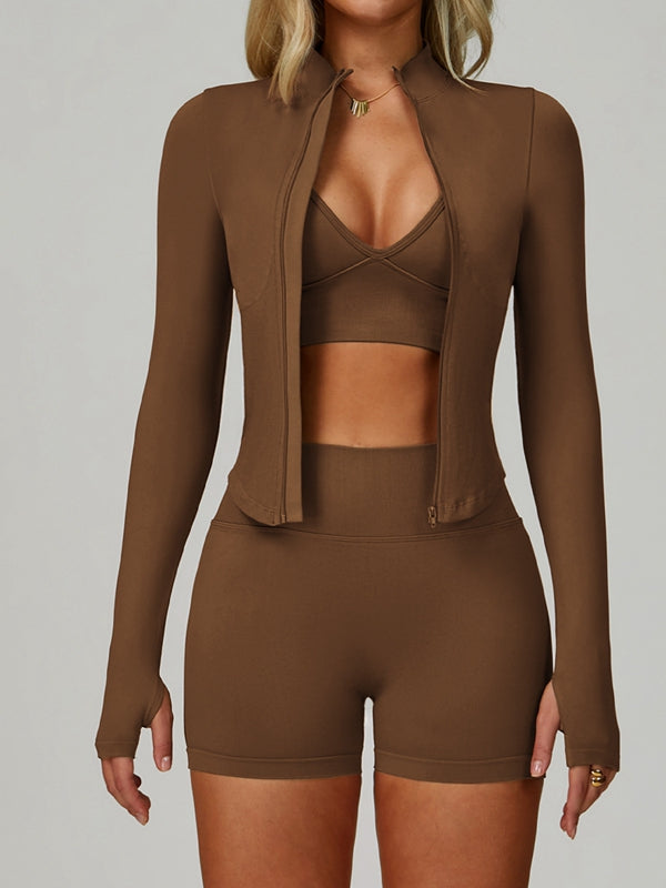 Deep V Back Seamless High-rise Short Tracksuit