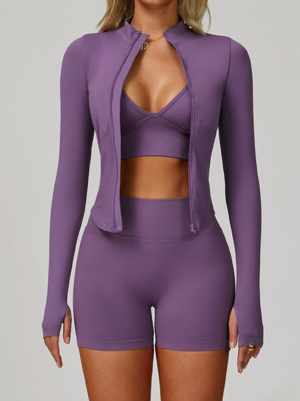 Deep V Back Seamless High-rise Short Tracksuit