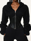 🖤ZASUWA Female Faux Leather Corset With Hat Jacket