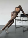 🖤ZASUWA Female Fashion Leopard Print Backless Jumpsuit