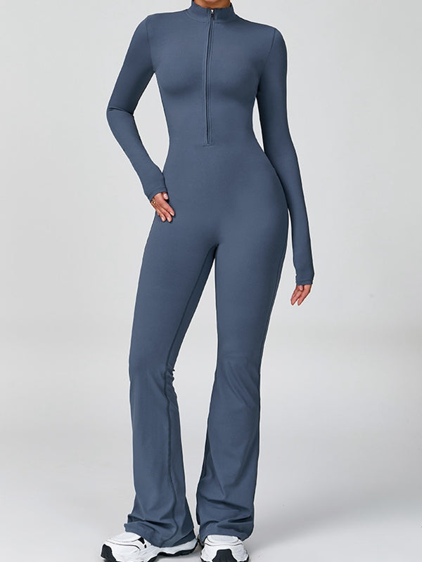 Zipper Flare Jumpsuit