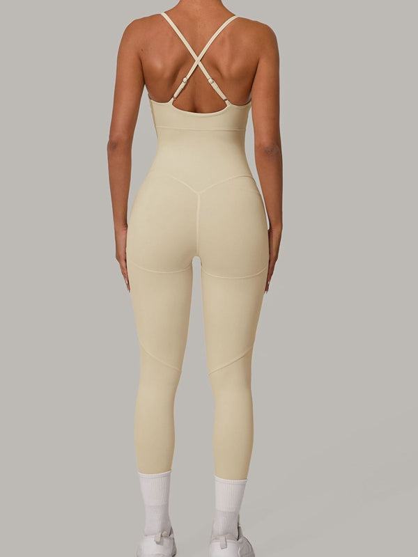 Sexy Jumpsuit mit überkreuztem Rückenausschnitt und Push-Up-Effekt