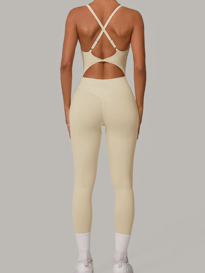 Sexy Jumpsuit mit überkreuztem Rückenausschnitt und U-Boot-Ausschnitt