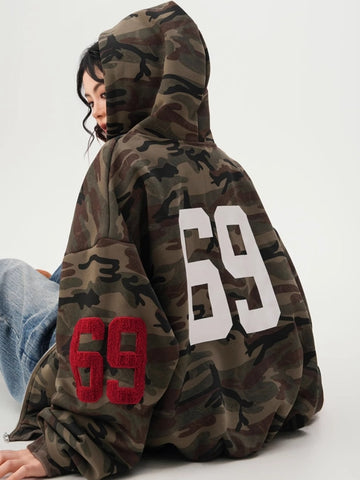 ZASUWA Feamle Pocket Camouflage Hoodie