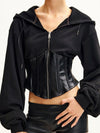 🖤ZASUWA Female Faux Leather Corset With Hat Jacket