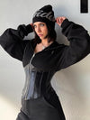 🖤ZASUWA Female Faux Leather Corset With Hat Jacket
