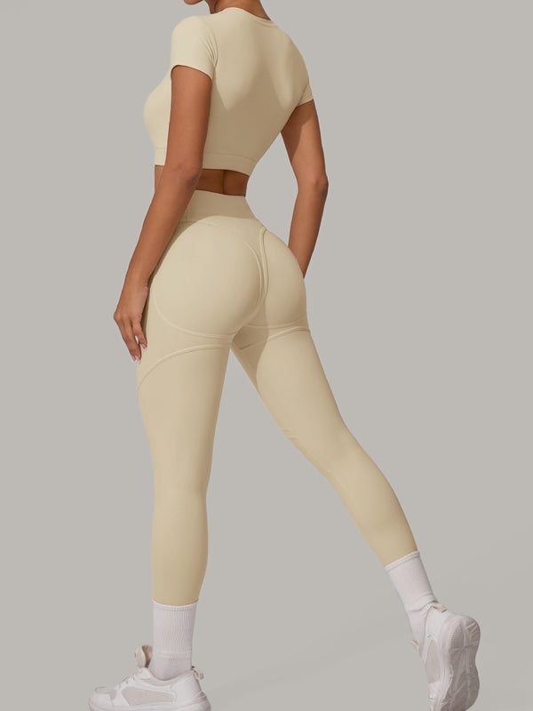 Sexy Round Collar Cropped Short Sleeves