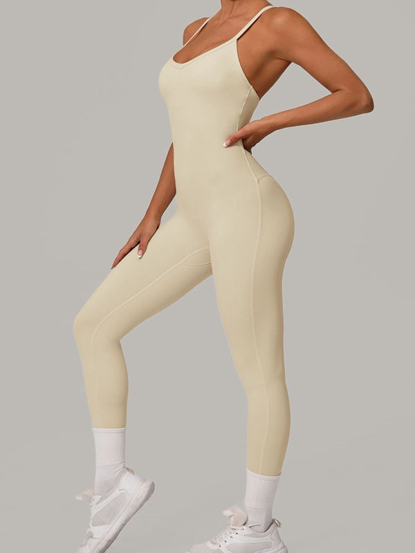 Sexy Jumpsuit mit überkreuztem Rückenausschnitt und U-Boot-Ausschnitt
