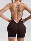 ZASUWA Female Cross Back Stripes Scrunch Bum Short Romper