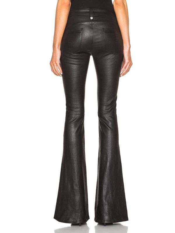 Faux Leather Zipper Lace-up Flare Leggings