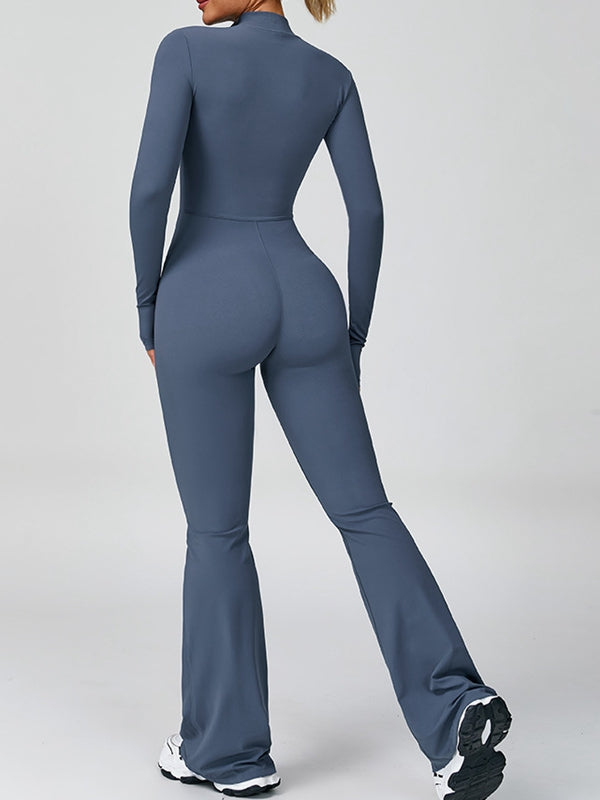 Zipper Flare Jumpsuit
