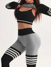 ZASUWA Female Stripes Deep V Back 3-Pieces Tracksuit