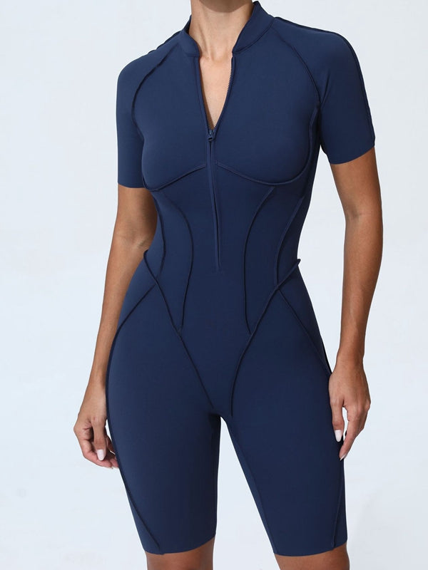 Sexy Zipper Stitch Performance Jumpsuit