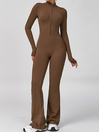 Zipper Flare Jumpsuit