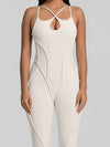 ZASUWA Female Sexy Cross Backless Stitch Performance Jumpsuit