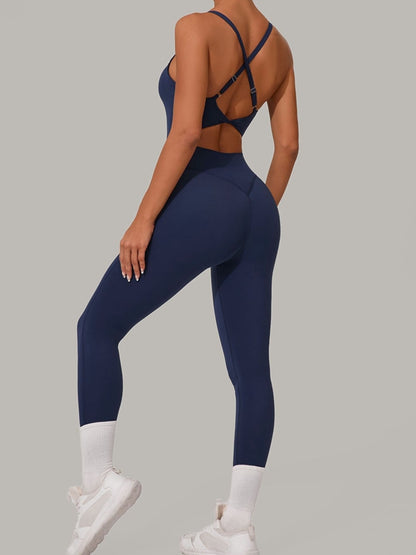 Sexy Jumpsuit mit überkreuztem Rückenausschnitt und U-Boot-Ausschnitt
