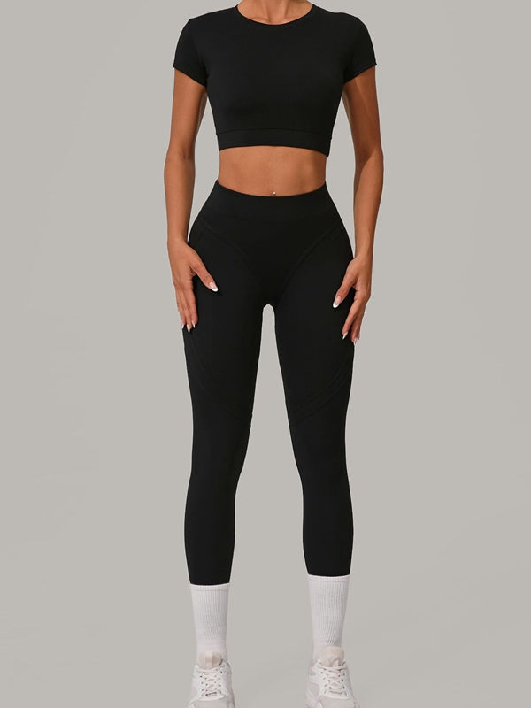 Sexy Round Collar Cropped Short Sleeves