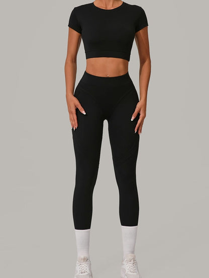 Sexy Round Collar Cropped Short Sleeves