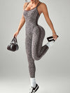 ZASUWA Female Leopard Print Cross Back Jumpsuit