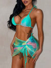 ZASUWA Female Sexy Ombre Fishnet 3-pieces Beach Bikini Set
