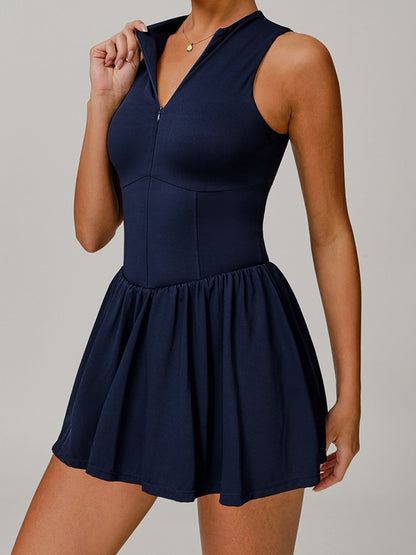 Solid Color Zipper Corset 2 in 1 Quick-dry Dress
