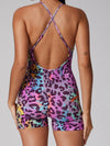 ZASUWA Female Leopard Print Cross Back Romper