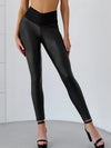 🖤ZASUWA Female Faux Leather V Shape Waist Booty Leggings