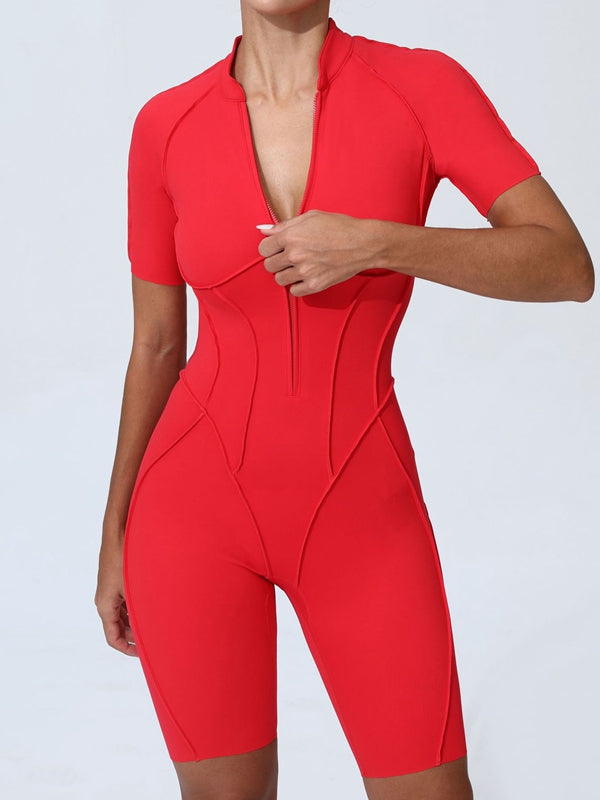 Sexy Zipper Stitch Performance Jumpsuit