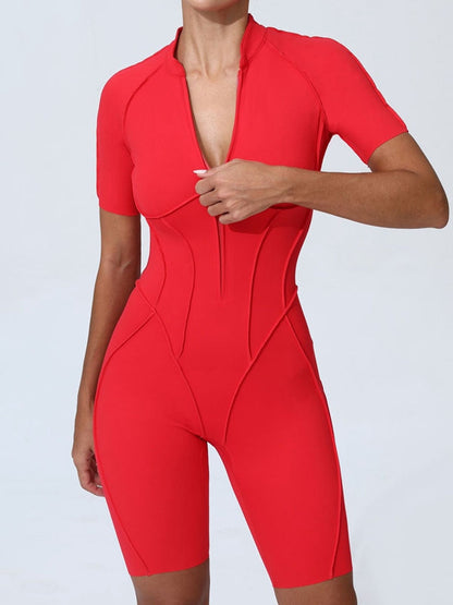 Sexy Zipper Stitch Performance Jumpsuit