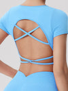 ZASUWA Weibliche Sexy Cross Back Cropped Kurze Ärmel