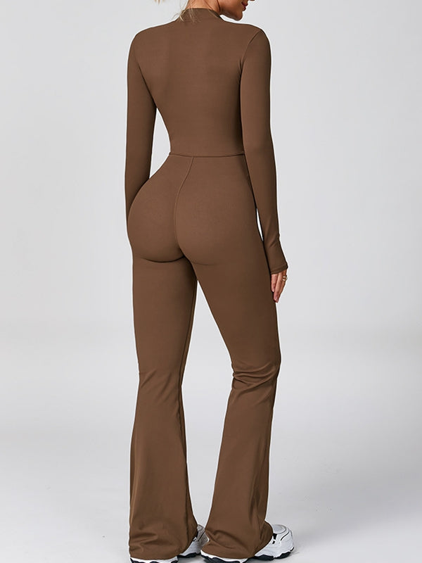 Zipper Flare Jumpsuit