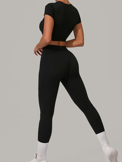 Sexy Round Collar Cropped Short Sleeves