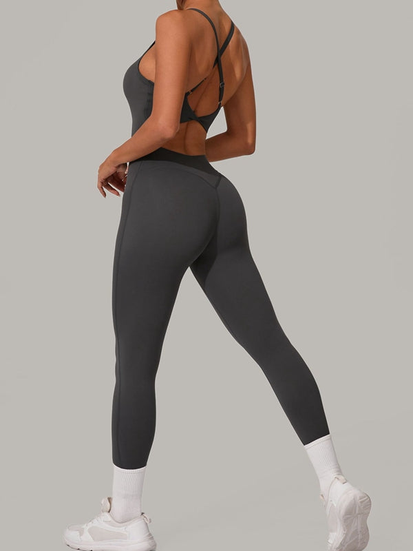 Sexy Jumpsuit mit überkreuztem Rückenausschnitt und U-Boot-Ausschnitt