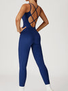 ZASUWA Female Sexy Cross Back Flare Jumpsuit