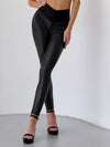 🖤ZASUWA Female Faux Leather V Shape Waist Booty Leggings