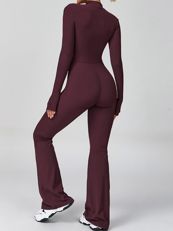 Zipper Flare Jumpsuit