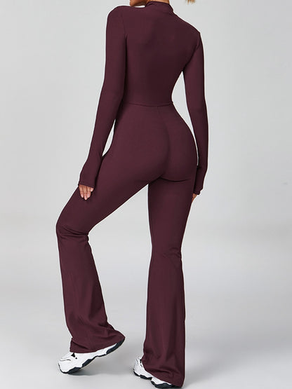 Zipper Flare Jumpsuit