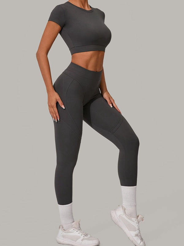 Sexy Round Collar Cropped Short Sleeves