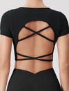 ZASUWA Weibliche Sexy Cross Back Cropped Kurze Ärmel