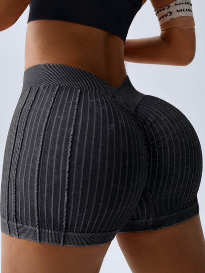 Deep V Back Ribbed Booty Shorts