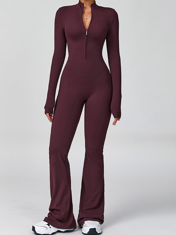 Zipper Flare Jumpsuit